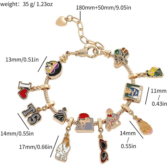 NWT TAYLOR SWIFT Eras Music Album Charm Bracelet perfect for Swiftie - Picture 2 of 6